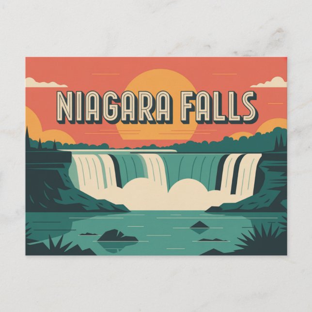Title: Niagara Falls Sunset Postcard (Front)