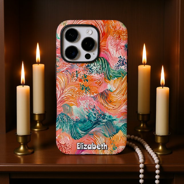 Title: "Oceanic Currents: Abstract Teal and Orange Case-Mate iPhone Case (Creator Uploaded)