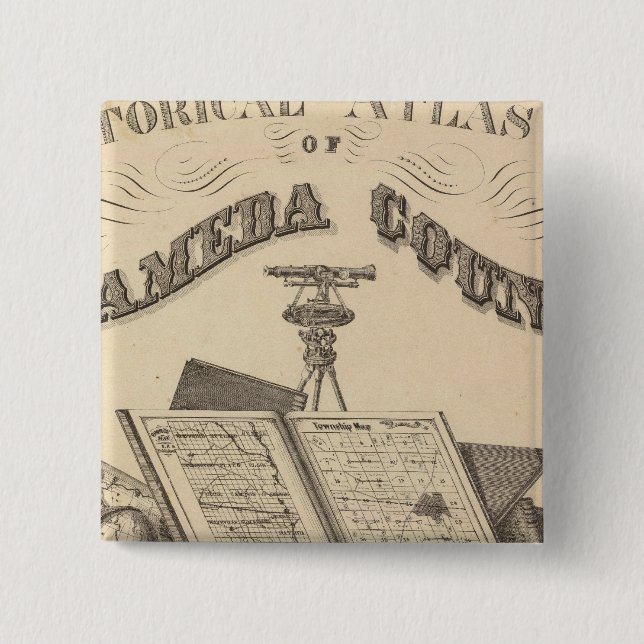 Title Page Alameda County atlas map 15 Cm Square Badge (Front)