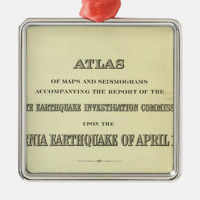 Title Page Atlas California earthquake Metal Ornament (Front)