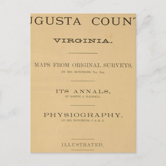 Title Page Augusta County, Virginia Postcard (Front)