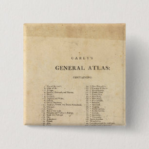 Title Page Carey's general atlas 15 Cm Square Badge