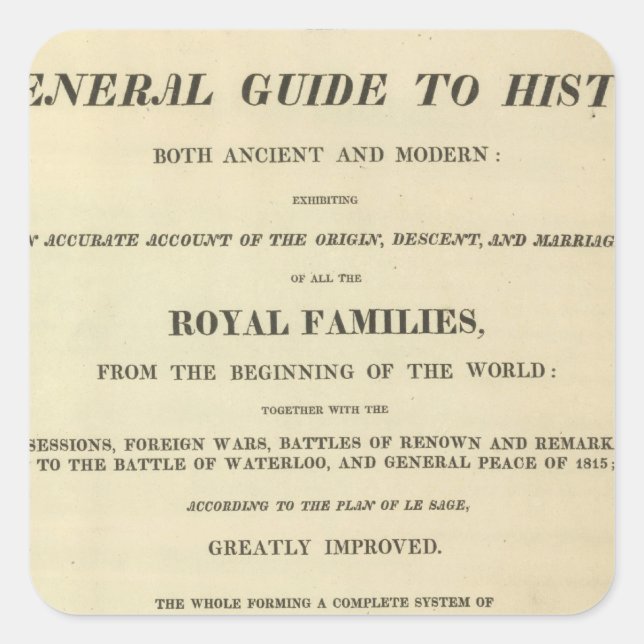 Title Page Complete Genealogical, Historical Square Sticker (Front)
