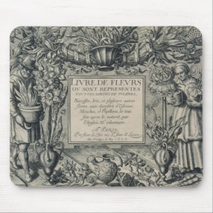 Title page from 'Livre des Fleurs' by Jean Le Cler Mouse Pad