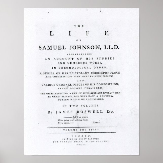 Title page, from 'The Life of Samuel Johnson' Poster (Front)