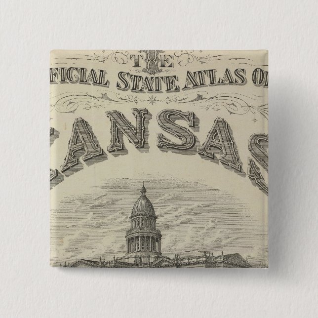 Title Page Kansas Official State Atlas 15 Cm Square Badge (Front)