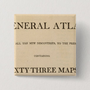 Title Page New, elegant general atlas 15 Cm Square Badge