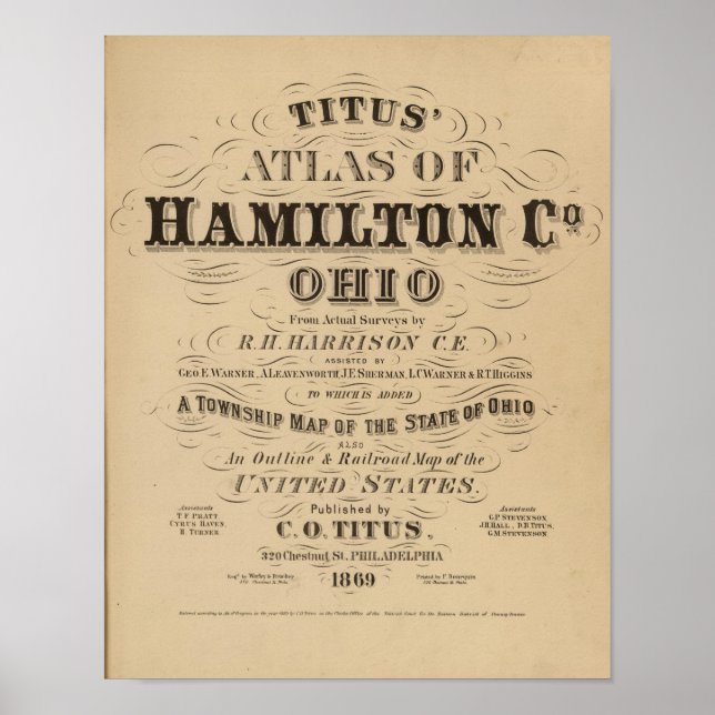 Title Page of Hamilton County Atlas Poster (Front)