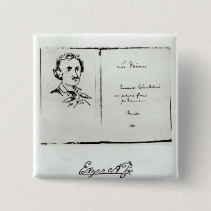 Title Page of 'Les Poemes' by Edgar Allan Poe 15 Cm Square Badge