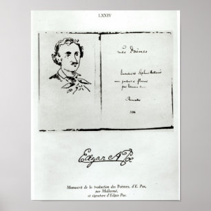 Title Page of 'Les Poemes' by Edgar Allan Poe Poster