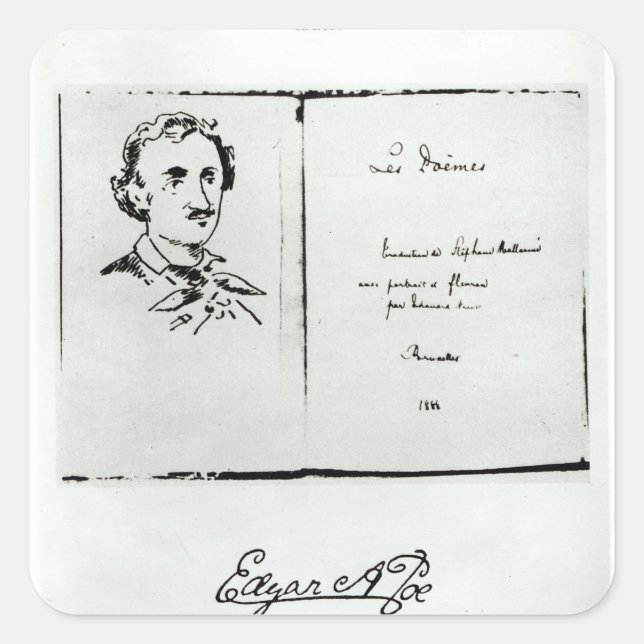 Title Page of 'Les Poemes' by Edgar Allan Poe Square Sticker (Front)