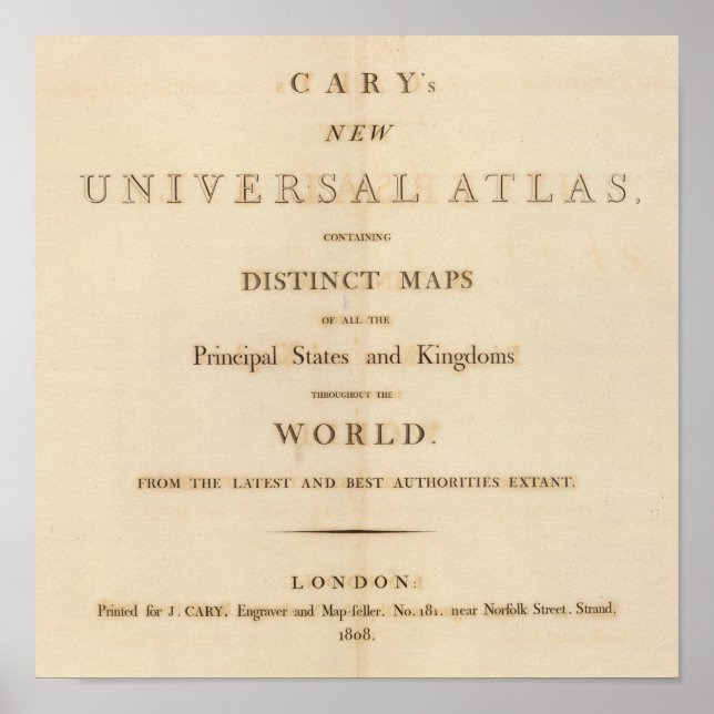 Title Page of New universal atlas Poster (Front)