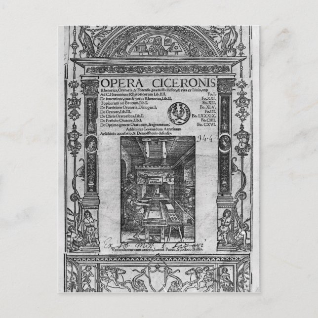 Title page of 'Opera Ciceronis', published 1520 Postcard (Front)