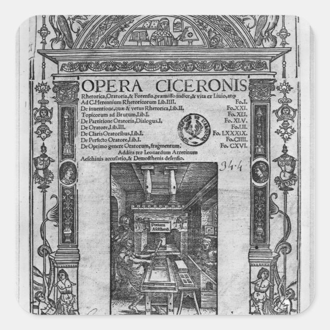 Title page of 'Opera Ciceronis', published 1520 Square Sticker (Front)