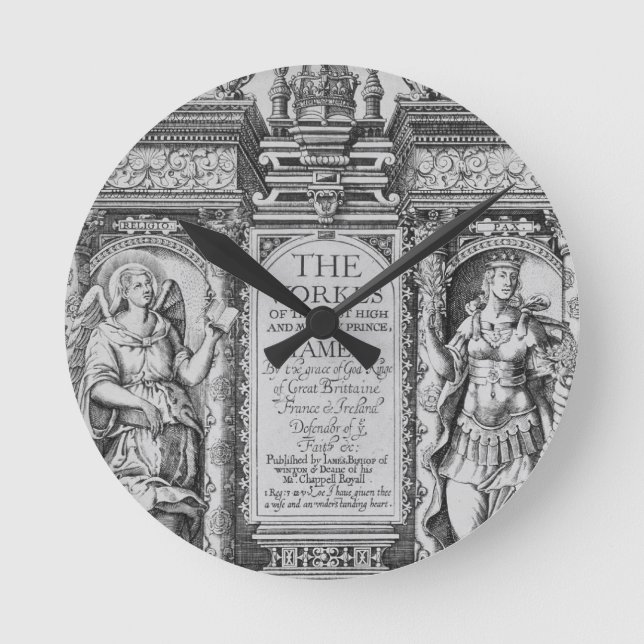 Title Page of 'The Works of James I', engraved by Round Clock (Front)