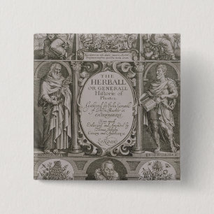 Title page to the second edition of 'The Herball' 15 Cm Square Badge