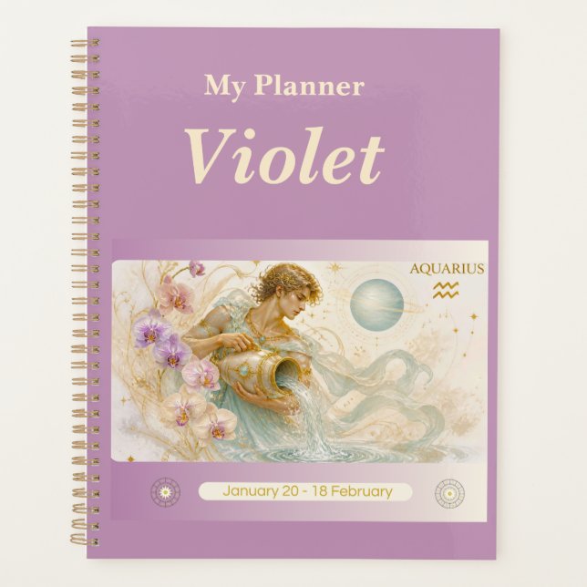 title: Personalised Aquarius Zodiac Planner  (Front)
