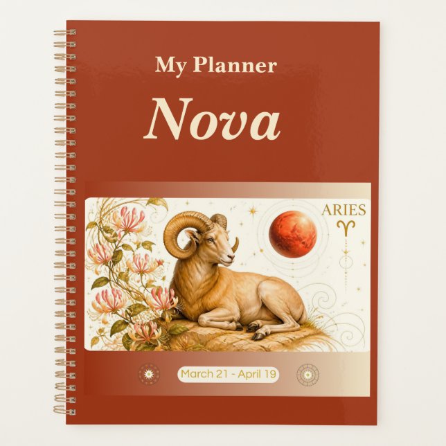 title: Personalised Aries Zodiac Planner  (Front)