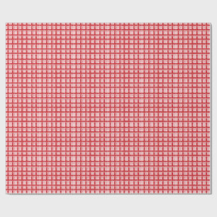 Title Pink & Red Textured Plaid Pattern Classic Wrapping Paper