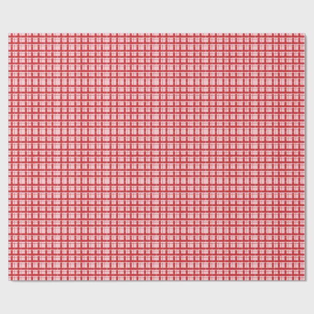 Title  Pink & Red Textured Plaid Pattern | Classic Wrapping Paper (Flat)