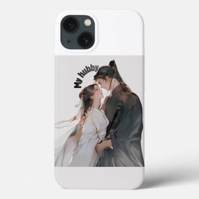 Title: Romantic Anime Couple iPhone 13 Case - Cute (Back)