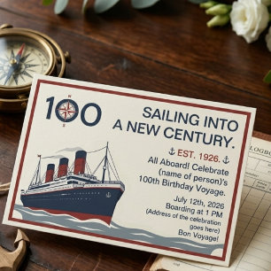 Title: Sailing Into A New Century 100th Birthday P Invitation