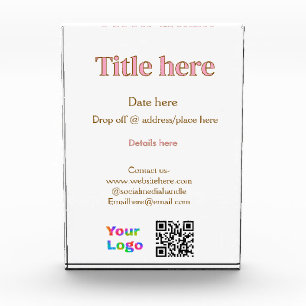 title scan QR contact logo here place date busines Photo Block