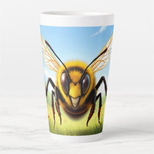 Title: Smiling Bumblebee Illustration Latte Mug