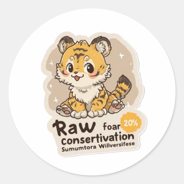 Title:  Sumatran Tiger Rawr Conservation Sticker - (Front)