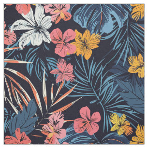 Title: Summer Night's Dream: Tropical Hibiscus Fabric