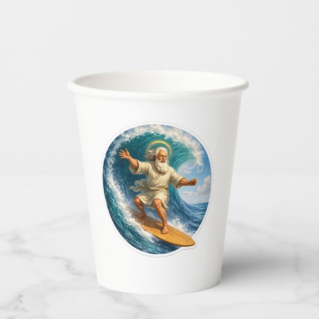 Title surfing Moses biblical art disposable paper  Cups (Front)