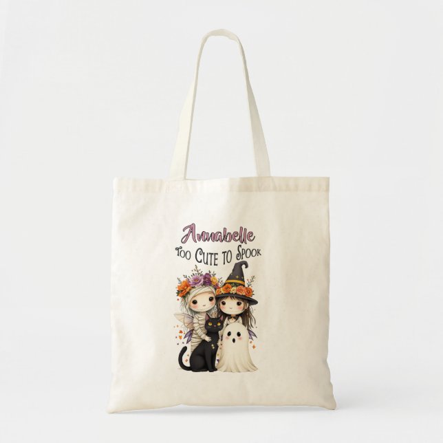  Title Too Cute To Spook Tote Bag, Halloween Tote  Bag (Front)