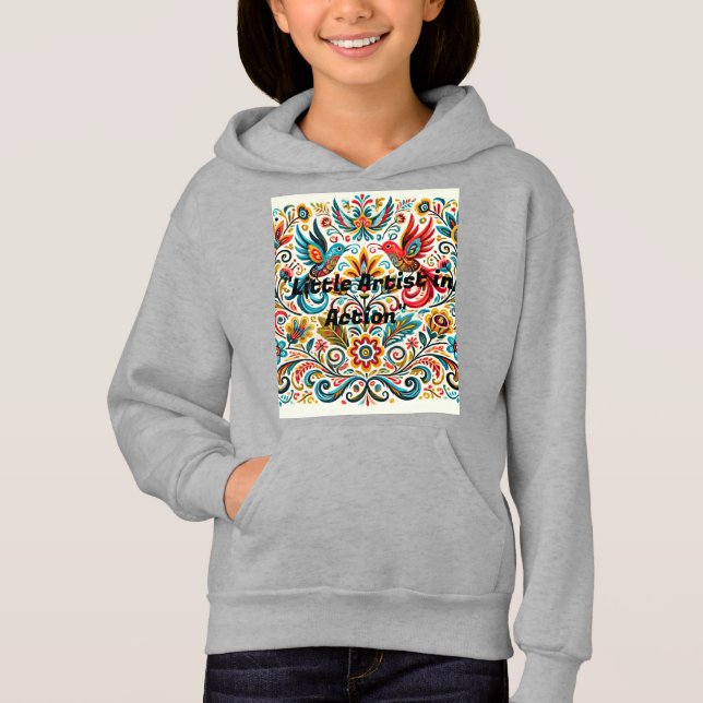 Title: Vibrant Folk Art Floral Pattern T-Shirt (Front)
