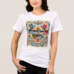 Title: Vibrant Folk Art Floral Pattern T-Shirt Tri-Blend Shirt