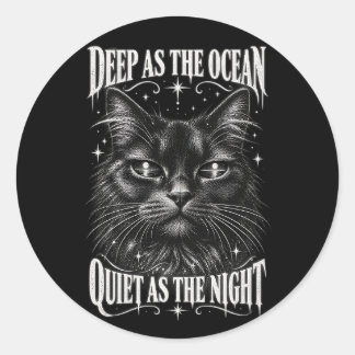 Title: Vintage Black White Celestial Maine Coon Ca Classic Round Sticker