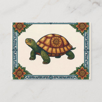 Title: Vintage Style Ornamental Turtle Art Illustr Enclosure Card