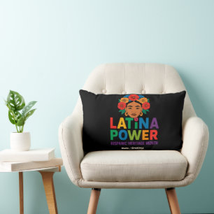 Title: Women Latina Power Flowers Hispanic Month Lumbar Cushion