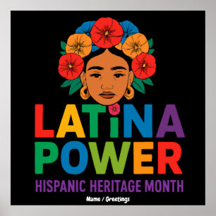 Title: Women Latina Power Flowers Hispanic Month Poster