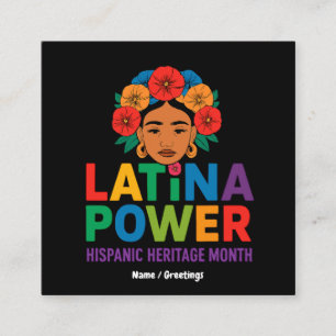 Title: Women Latina Power Flowers Hispanic Month Square Business Card