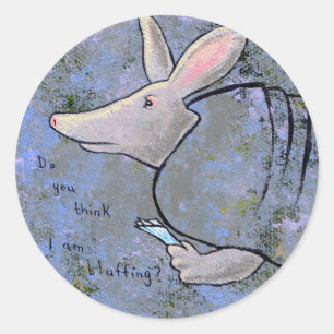 Titled:  Card Shark - is poker armadillo bluffing? Classic Round Sticker