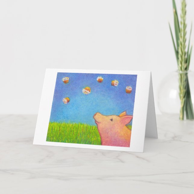 Titled:  Cupcakes  ~  Happy pig CUSTOMIZE IT Card (Front)