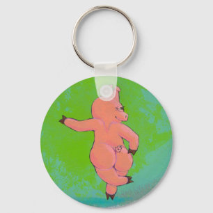 Titled:  Elusive Irish Dancing Pig Key Ring