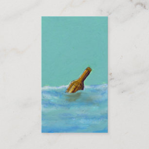 Titled:  Message - bottle at sea drawing ART Business Card