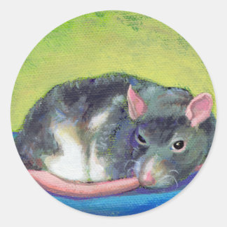 Titled:  The Guardian - Beautiful smart pet rat Classic Round Sticker