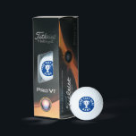 Titleist Pro V1 golf balls personalised with name<br><div class="desc">Titleist Pro V1 golf balls personalised with name. Championship trophy cup design for golfer. Unique gift idea for golfers and golfing enthusiasts. Personalised golfing gift idea for men and women. Blue and white typography template for name or humourous quote. Fun sports presents for putting king, tournament winner, golf champ, winner,...</div>