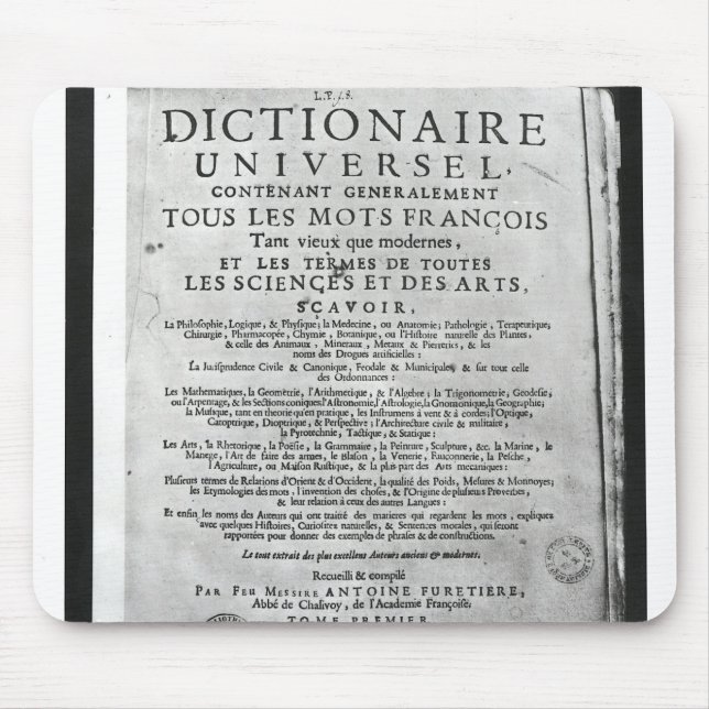 Titlepage   'Dictionnaire Universel' by Mouse Pad (Front)
