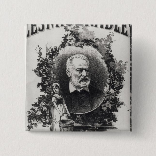 Titlepage first edition of 'Les Miserables' 15 Cm Square Badge (Front)