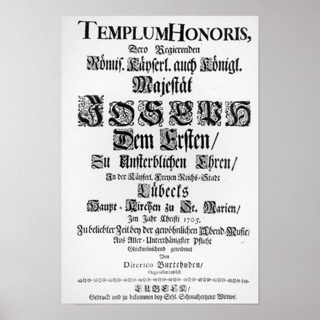 Titlepage of Abendmusik, 1705 Poster (Front)