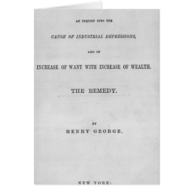 Titlepage to 'Progress and Poverty' (Front)