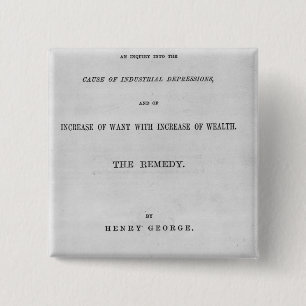 Titlepage to 'Progress and Poverty' 15 Cm Square Badge